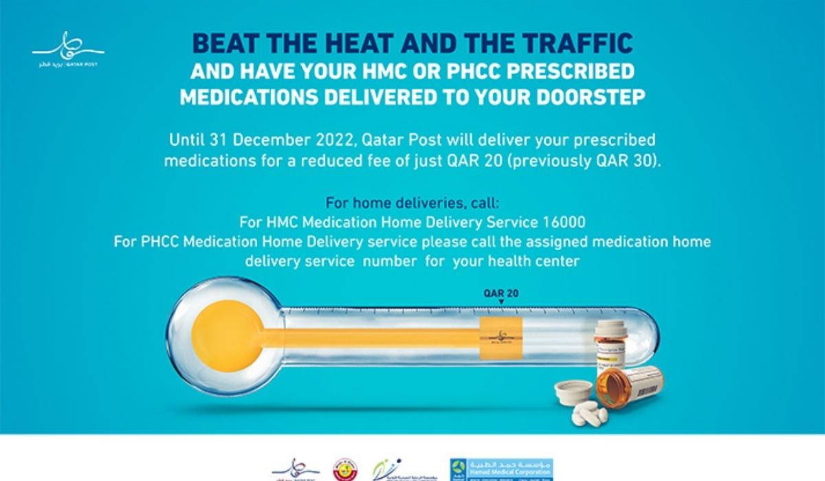 Home Delivery Charge for of HMC and PHCC Medication by Qatar Post reduced to QR20